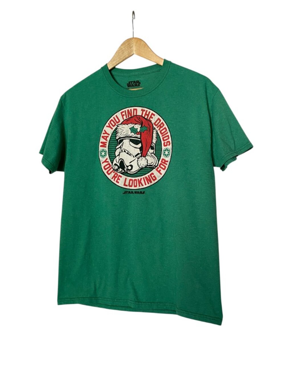 Star Wars Christmas Stormtrooper Green Graphic Tee - Size Medium